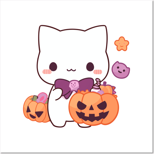 Kawaii Halloween Kitty Wall Art by Retroprints